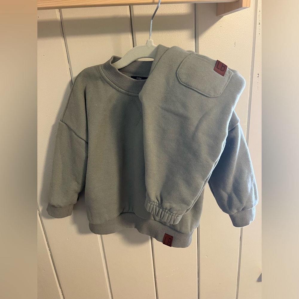 Little Bipsy Elevated Crewneck and joggers - Fern 6-12 months.